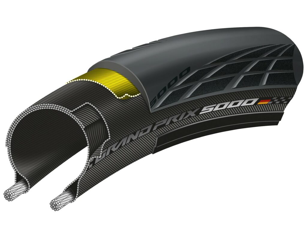 structure d'un pneu continental gp5000 pour vélo de route