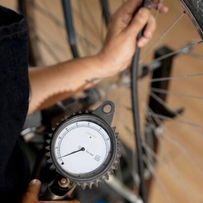 checking and pressurizing a bicycle tire