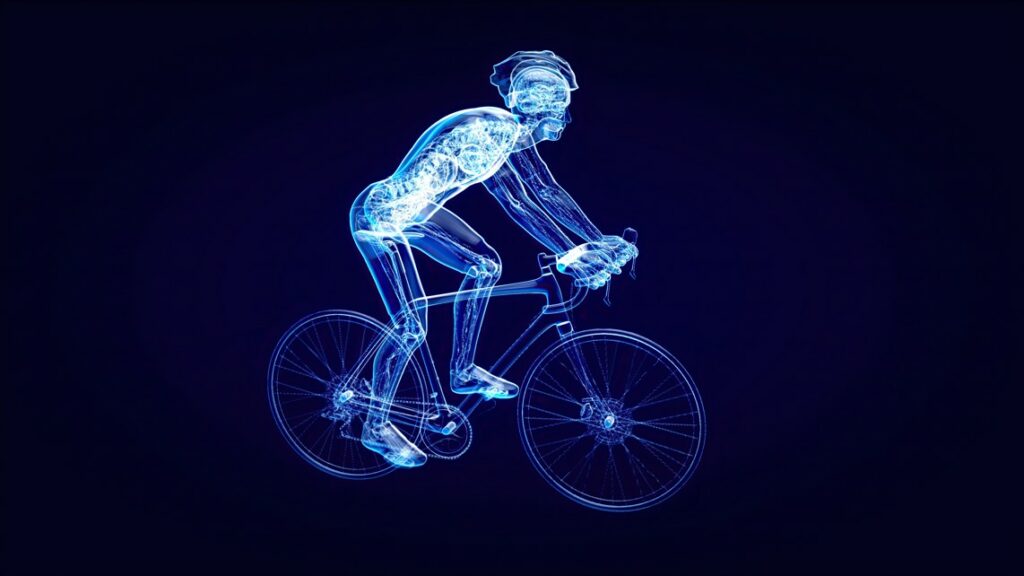 cycliste en xray sur son vélo de route